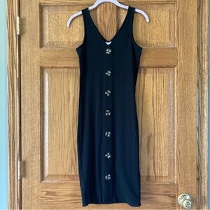 Black Button-Down Sleeveless Dress